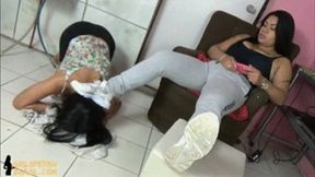 Cleaning pile of dirty socks by Mistress Beh # 720HD