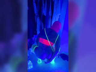 Neon rave party by myself. Blacklight anal joy with toys whilst rolling on molly