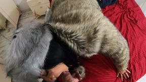 luxurious fur and downjacket fetish ending with cum on my outfits