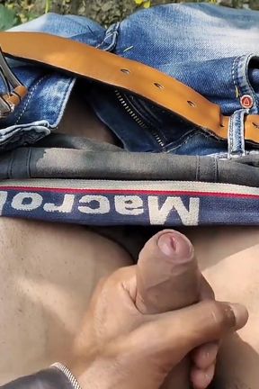 Big Cock Cumshot in Mustard Field and Handjob.