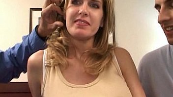 Busty amateur wife takes double penetration and a facial