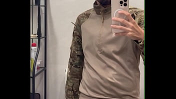 Military showing big cock and jerking off