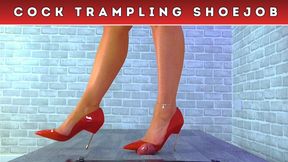 Crushing The Cum From Your Cock Under My Patent Red Stilettos (116) - Slave POV Cam - Cock Trampling Shoejob Heels