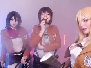 4K Mikasa & Historia & Sasha three-some Screw