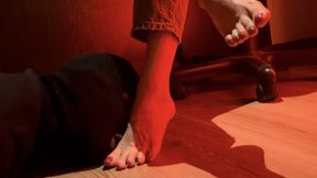 Foot Rejection, Goddess Adriana Humiliates Her Foot Slave under her feet