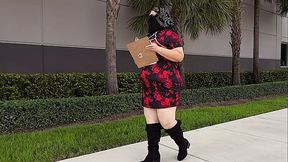 Big ass real estate agent in short mini dress doing property inspections with legs open - hot bbw ssbbw milf maid cleaning lady