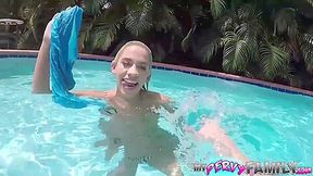 Hot Blonde Stepsister Khloe Fucks Stepbrother In The Pool