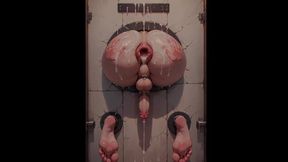 Submissive guy gets destroyed by massive strap-on in gloryhole femdom