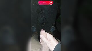 The most intense cum shot at night on the street