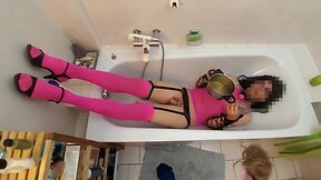 Crossdresser drinking enema and toilet slave slut