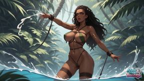 A Trussed Bang-out Slave Lies in a Lush Jungle with Her Gams Spread Wide While Numerous Meatpipes Screw Her - a Sadism