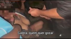 Busty Brazilian wife welcomes multiple cumshots at the bar