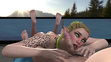 Sexy Wood Elf gives sloppy Blowjob in POV - 3D Porn