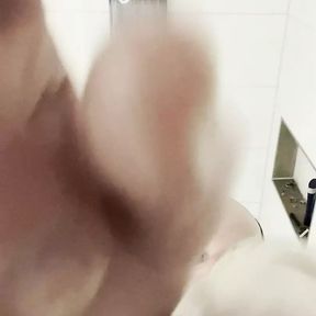 Slave tied in shower with very hot water