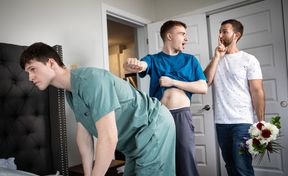 Male nurse gets a dose of hefty cock to play with