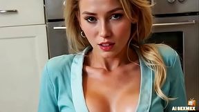 Curvy MILF gets fucked in the kitchen by AI boyfriend