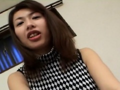 Lovely Japanese babe with big boobs gets her hairy snatch fingered