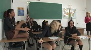 Huge lesbians college orgy