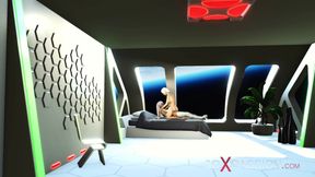 A hot 3d sci-fi android dickgirl fucks a sexy girl in the space station