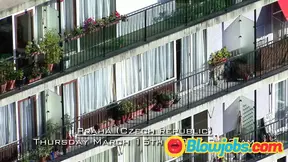 Busty brunette and blonde milf stack their small melons to please a big cock for raw anal