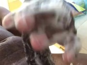 Soapy shower masturbation with cock ring