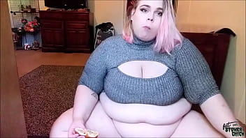 BBW Feedee over eats lots of hamburgers and burps