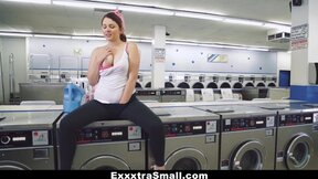 Small teen at the laundromat lustful for a meat inside her