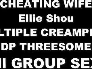 Cheating Bitch Ellie Shou Gets Multiple Creampie & double penetration Three-some – All Group Sex 4k