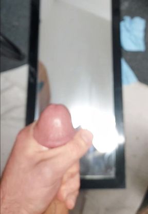 Massive cum shot squirt all over mirror