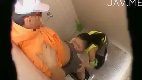 Cute Japanese Jogger Gives Wild Toilet Blowjob That Drives Stud Crazy