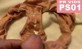 SEVEN excited spurts of cum on stepdaughter's panties