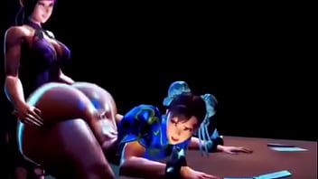 Juri Han wreaks Chun Li massive ass with her expanding futa cock