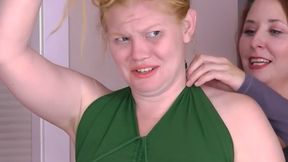 A bearded guy teaming up with Julie and Belle for a Strip High Card game