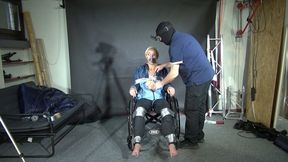 Alice, bound, gagged and vibed in shiny nylon Rainwear with multylayer gag
