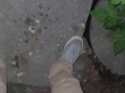 The most powerful cum shot at night on the street