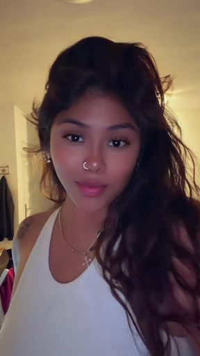 Cute teen with big boobs shows off her perky nipples
