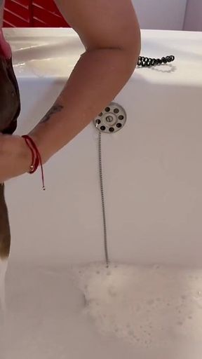 Hair Wash Bent Over the Bath Tub 3