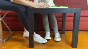 FOOTSIE UNDER SCHOOL DESK IN CONVERSE AND SHOE SWAP - MOV Mobile Version