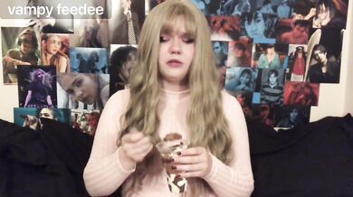 Blonde BBW Gains Weight Swollen Belly Feedee Solo
