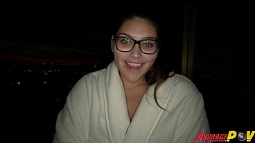 Cute Chubby Teen FitSid Gives Blowjob on Balcony at Night for Facial