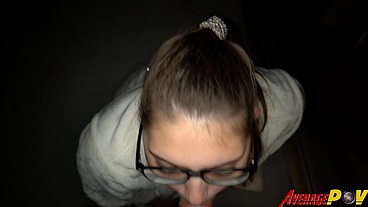 Cute Chubby Teen FitSid Gives Blowjob on Balcony at Night for Facial