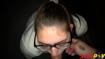 Cute Chubby Teen FitSid Gives Blowjob on Balcony at Night for Facial