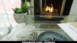 Dad Teaches step-daughter (Leia Rae) How To Do A Proper Hand Job -