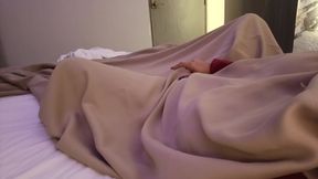 The dirty stepdaughter wakes up wet and starts playing with her pussy, imagining her stepfather sucking it.