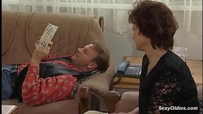 Hairy granny gets her stockings off and fucked by a hard dick