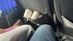 Teen GF rides cock in moving service bus
