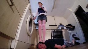 Chelsea's Heels Sticking In The Side Of Her Slaves Head & Face FLOOR CAM (4K)