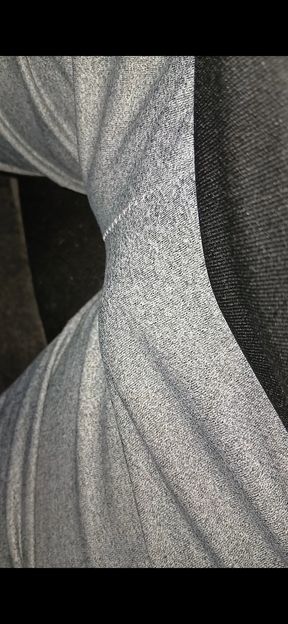 Getting harder for you in grey shorts as my cock throbs eagerly