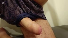 Playing with the penis and jerking off hard at the end.
