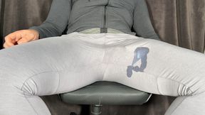 Hands free cum in grey sweatpants